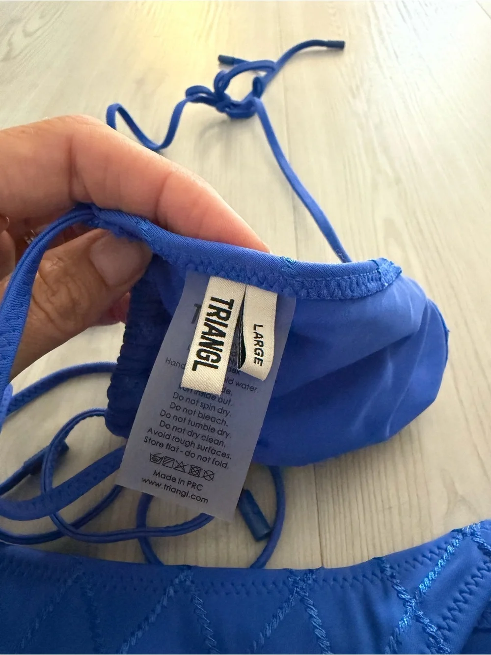 triangl swimwear Cobalt Quilted Triangle Tie-Side Bikini, L/M